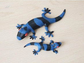 listrado lagarto multi-material animais dupla extrusão gecko multi-cor multi-extrusão multicolor multimaterial 3d print model - Mito3D