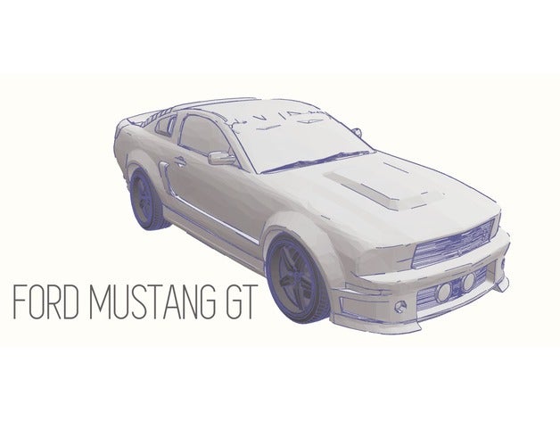 ford mustang gt - modelo 1 64 La impresión en 3d coche caliente llavero miini mini de juguete ruedas 3D print model - Mito3D