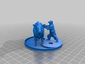 tai chi en poussant la vache art 3d print model - Mito3D