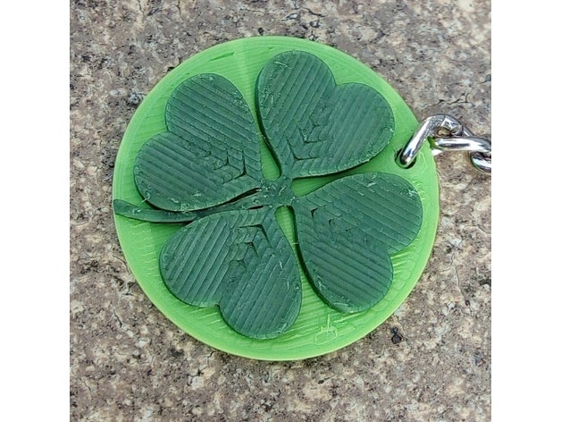 vier-Blatt-Klee - Schlüsselanhänger 4-Blatt Klee cloverleaf four leaf clover keychain 3D print model - Mito3D