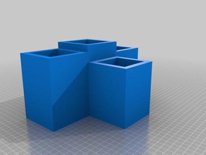four square desk organiser containers organizer 3d print model - Mito3D