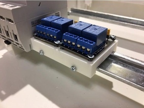 dual relay module holder din rails electronics dinrail electrics hutschiene mount rail relais smarthome 3d print model - Mito3D