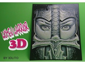 drawing 3d warrior woman 2d art blade dibujo espadas eyes girl imagen ojo relief relieve sword 3d print model - Mito3D