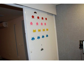 space invaders wall mount decor magnetic invader 3d print model - Mito3D