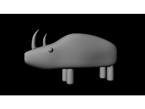 simplified rhino 3d printing animal mammal simple 3d print model - Mito3D