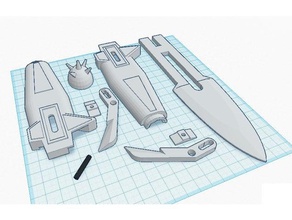 d'k tahg split into parts props klingon biancaw dagger duty honor knife remix scifi star trek warrior 3d print model - Mito3D