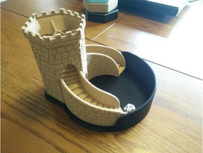 retaining wall platform three-path dice tower v2 toy & game accessories 3d print model - Mito3D