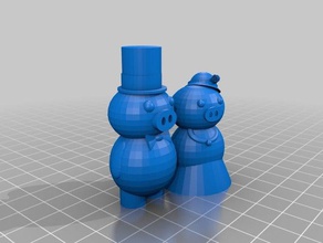 classy pig couple animals anniversary bow tie love top hat valentine valentines day 3d print model - Mito3D