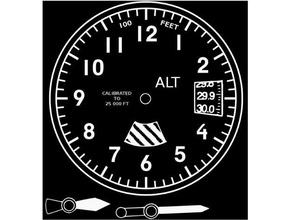 altímetro estilo relógio de parede - 200mm rosto, as mãos quadro decoração aviação cessna 172 3d print model - Mito3D