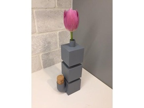 3 kutu vazo kaplar çiçek 3d print model - Mito3D
