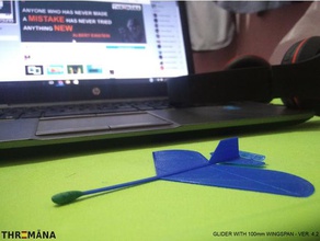 pássaro azul - asa 100 mm de envergadura A impressão 3d 100mm planador hangglider 3d print model - Mito3D