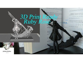3d print ready ruby rose rwby people anime figure animu mmd red rooster teeth sickle 3d print model - Mito3D