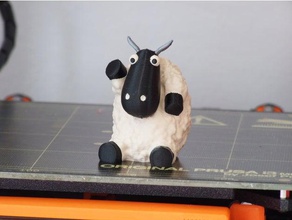 fluffy sheep single & multi-material animals dual extrusion multi-color multi-extrusion multicolor multimaterial 3d print model - Mito3D