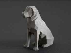 baja poli golden retriever - beto las mascotas cat perro facetas de oro labrador lowpoly mínimo mascota 3d print model - Mito3D