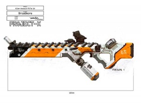 spilt full scale district 9 rifle scans & replicas assult size movie prop props neill prawn space gun wikus 3d print model - Mito3D