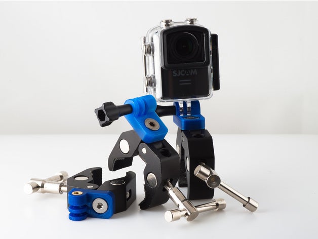 gopro style adapter camera clamp mount 3D print model - Mito3D