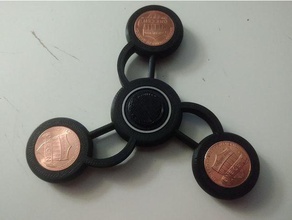 amparado pennyweight espiral fidget mecânico de brinquedos 608 rolamento giratório moeda um centavo penny trispinner 3d print model - Mito3D