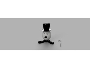 huevo de pascua caballero personas sombrero bombín la caña el ceja bigote 3d print model - Mito3D