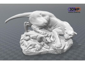 georges gardet - drame au d sert Heykeli 3d tarama ve kopyaları hayvan kedi cougar aslan dağ aslanı oliver laric panter puma heykel yılan 3d print model - Mito3D