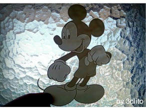 mickey mouse lithophane 2d sanat dibujos E63 disney litofania fare 3d print model - Mito3D