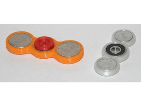 yacs two arm compact coin spinner mechanical toys 608 bearing fidget toy freecad somewhat parametric 3d print model - Mito3D