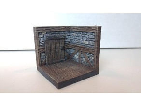 threednd stone wall corner door playsets dnd tiles dungeons dragons miniature openforge rpg tabletop tile wargame wargaming 3d print model - Mito3D