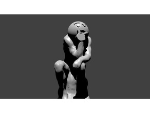 rodin's thinker but thinking emoji head sculptures 3d print model - Mito3D