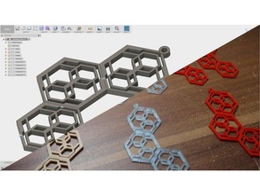 hexagon-Anhänger, Ohrringe Schmuck colorfabb fillamentum fusion 360 geometrische Anhänger prusa i3 mk2 woodfill 3d print model - Mito3D