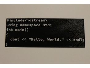 hello world in c++ segni e loghi 2 colore 2d art codice codifica ciao mondo programmazione 3d print model - Mito3D