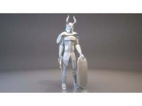 warrior figure lowpoly sculptures action armor armored hero human low poly sculpture static statue 3d print model - Mito3D