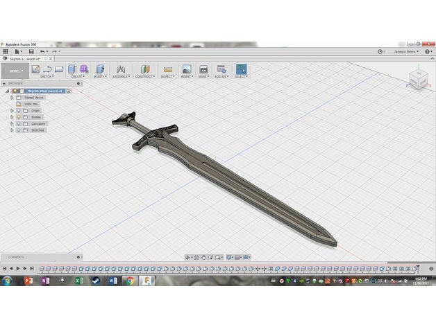 skyrim steel sword costume 3D print model - Mito3D