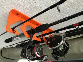 4 canne à pêche rack mur plafond de l'organisation la titulaire 3d print model - Mito3D