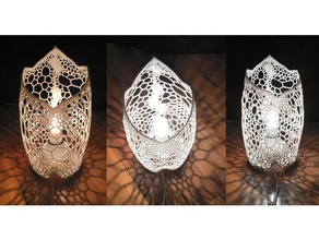 la hoja de lámpara voronoi decoración abajour damien rouvier lampe matemáticas art a sombra 3d print model - Mito3D