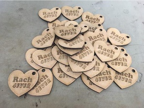 spread love keychain 2d art 3mm mdf girl bachelor party heart laser cut engraver 3d print model - Mito3D