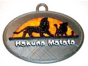 hakuna matata - roi lion trousseau de clés porte-clés un pas soucis 3d print model - Mito3D