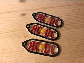 ac dc trousseau de clés porte-clés acdc logo un 3d print model - Mito3D