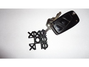 tic tac toe-Schlüsselanhänger Schlüsselanhänger einfach drucken Schlüssel keychain toe 3d print model - Mito3D