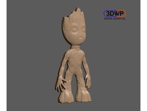 baby groot bas relief sculptures lithopane lithophane marvel no support supports supportless 3d print model - Mito3D
