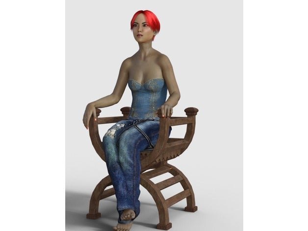 Mädchen sitzen Modelle Stuhl weiblich weibliche Figur frau sitzend stuhl Frau 3D print model - Mito3D