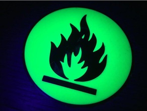flammable warning coaster - dual extrusion kitchen & dining 3d print model - Mito3D