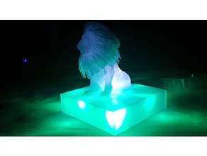 illuminated stand hairy hollow lion diy 3d print model - Mito3D