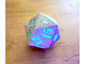 dual extrusion large d20 dice boardgame dungeons dragons glow dark 3d print model - Mito3D