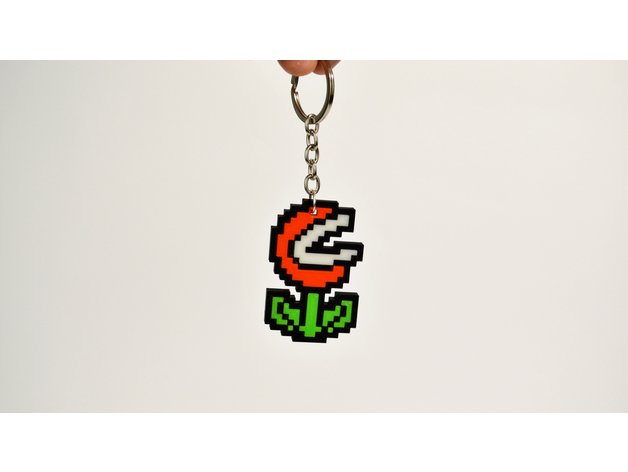 8bit piranha plant mario keychain toys & games 3dmodel 3dmodeling 3dprintable 3dprinting abs assembly required plants super zortrax 3D print model - Mito3D