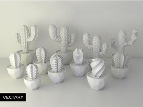 vectary etli koleksiyonu dekor 3d baskı kaktüs toplama dekorasyon diy eğitim çiçek saksısı hediye ev dekorasyonu poly düşük minimal süs bitkiler pot ayarlayın buhar yapısı succulents 3d print model - Mito3D