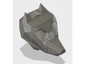 low poly cabeça de lobo esculturas animais peludos baixa contagem polígonos patch 3d print model - Mito3D