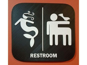 Denizkızı centaur tuvalet işareti işaretler ve logolar banyo sivil haklar cinsiyet lgbt minotaur gurur işaret transseksüel 3d print model - Mito3D