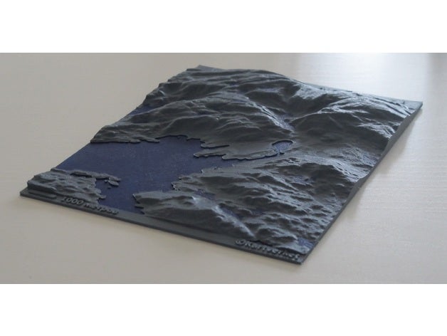 la carte de bergen bâtiments et structures Carte en 3d 3d-relief fjord un aimant réfrigérateur heightmap hauteur table paysage cartes montagne norvège relief topographique topographie 3D print model - Mito3D