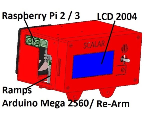 v30 escalar - caixa eletrônico mega re-braço+rampas+lcd2004 glcd+rpi3 Impressora 3d de peças De 32 bits 32bits sistemas modulares eletrônica componentes eletrônicos glcd rampas 14 cerco raspberry pi 2 3 caso habitação re-braço rearm reprapdiscount rpi 3D print model - Mito3D