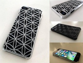 muito fino, o iphone 7 caso sensação tátil - flor de vida do projeto telefone celular 3d print model - Mito3D