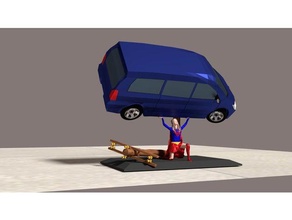 supergirl holding up van sculptures action figure 3d print model - Mito3D